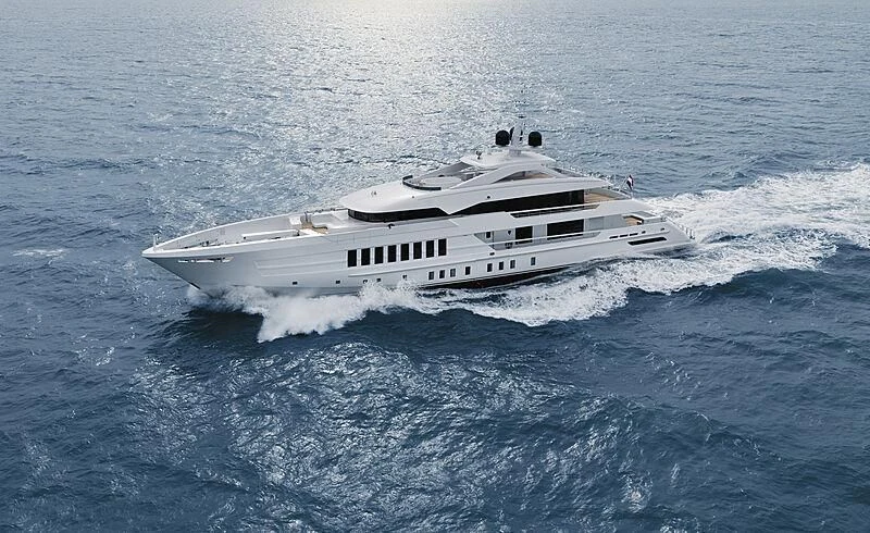 a white yacht in the ocean aboard MOSKITO Yacht for Sale