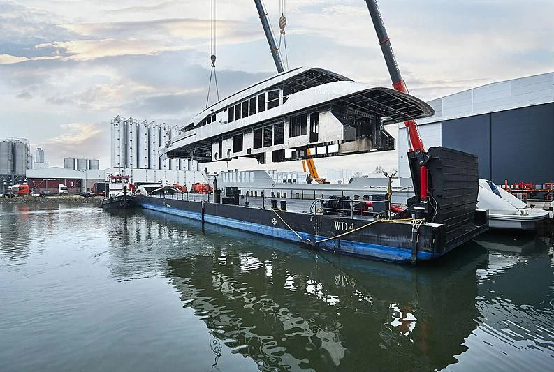 a boat docked at a pier aboard MOSKITO Yacht for Sale