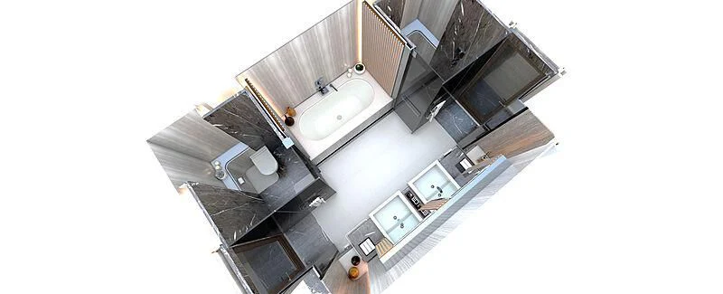 a white sink and a mirror aboard MOSKITO Yacht for Sale