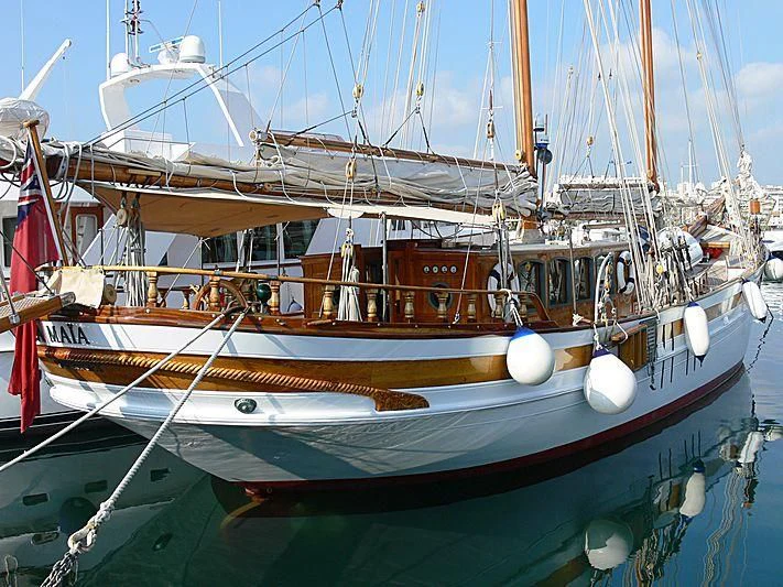 a boat in the water aboard LA MAIA Yacht for Sale