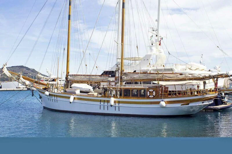 a boat in the water aboard LA MAIA Yacht for Sale