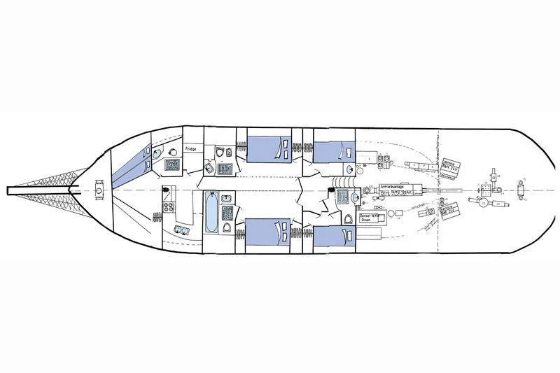 diagram, engineering drawing aboard LA MAIA Yacht for Sale