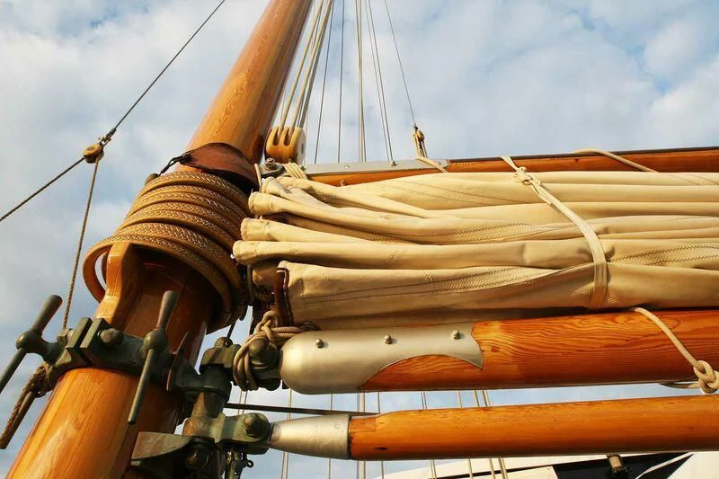 a close-up of a sailboat aboard LA MAIA Yacht for Sale