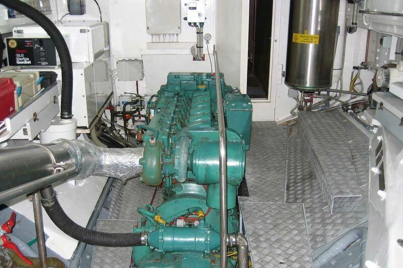 a machine with a green pipe aboard LA MAIA Yacht for Sale