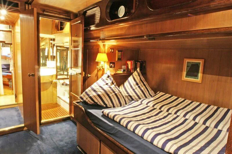 a bed in a cabin aboard LA MAIA Yacht for Sale