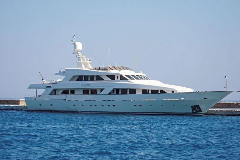 a large white boat in the water aboard JOALMI Yacht for Sale