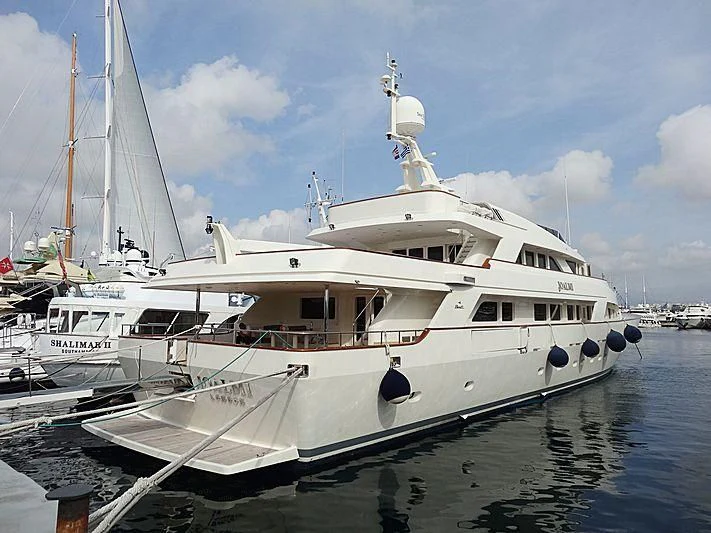 a white yacht in the water aboard JOALMI Yacht for Sale
