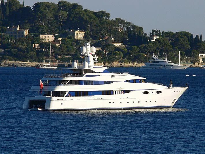 a white yacht in the water aboard ZENOBIA Yacht for Sale