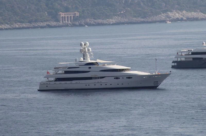 a white yacht in the water aboard ZENOBIA Yacht for Sale