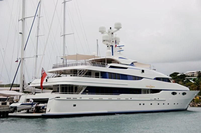 a large white yacht aboard ZENOBIA Yacht for Sale