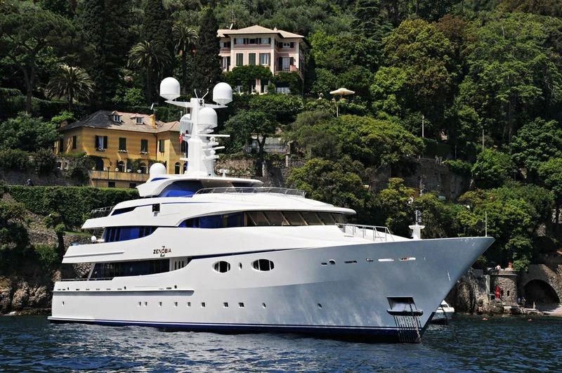 a white yacht in the water aboard ZENOBIA Yacht for Sale