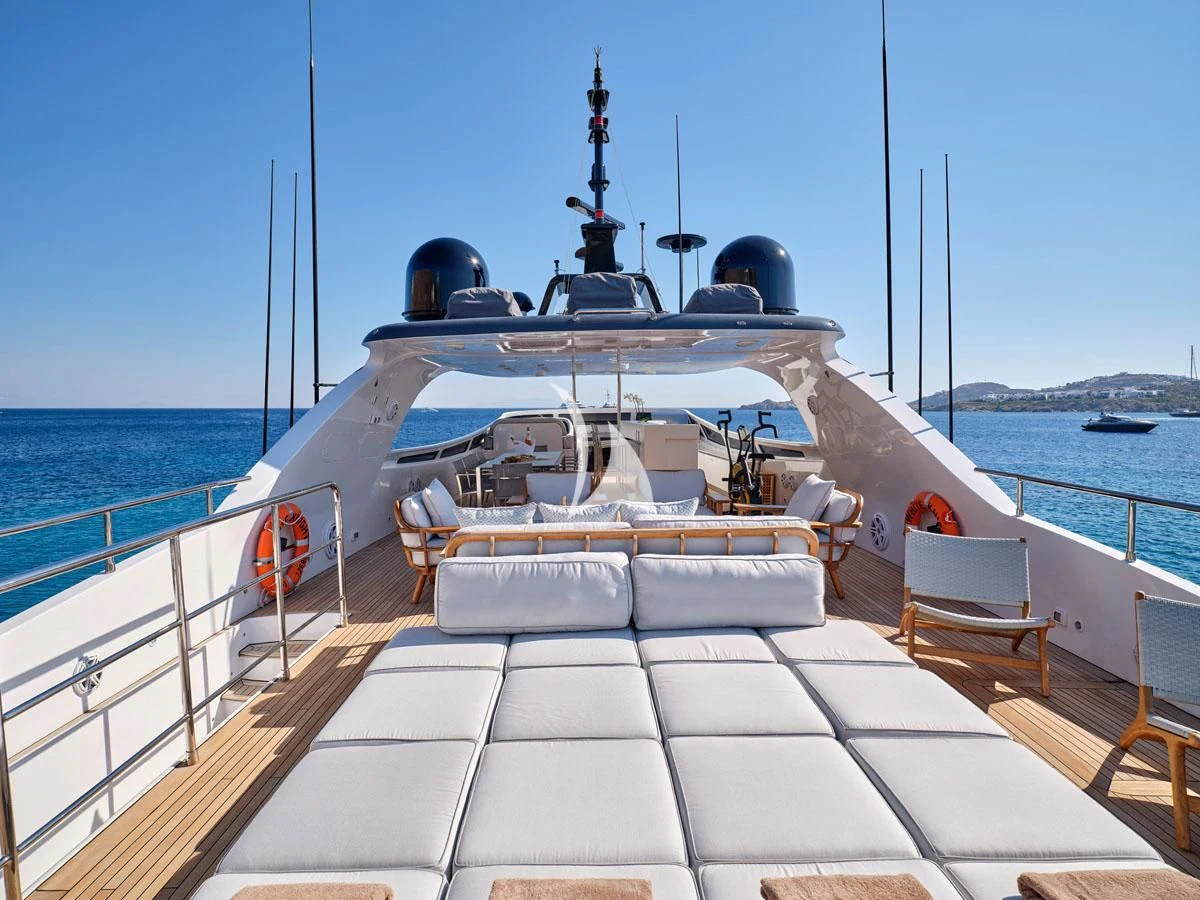 a boat on a deck aboard WHITE KNIGHT Yacht for Sale