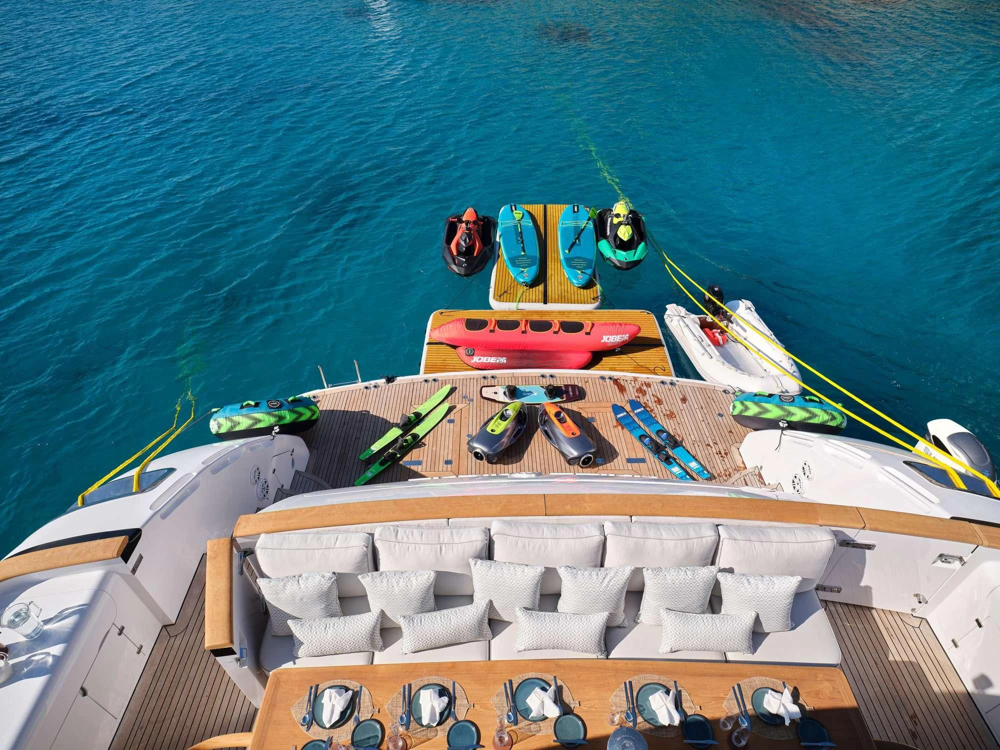 a group of boats on a dock aboard WHITE KNIGHT Yacht for Sale