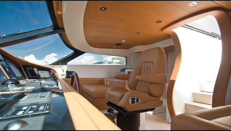 inside of a car aboard WHITE KNIGHT Yacht for Sale