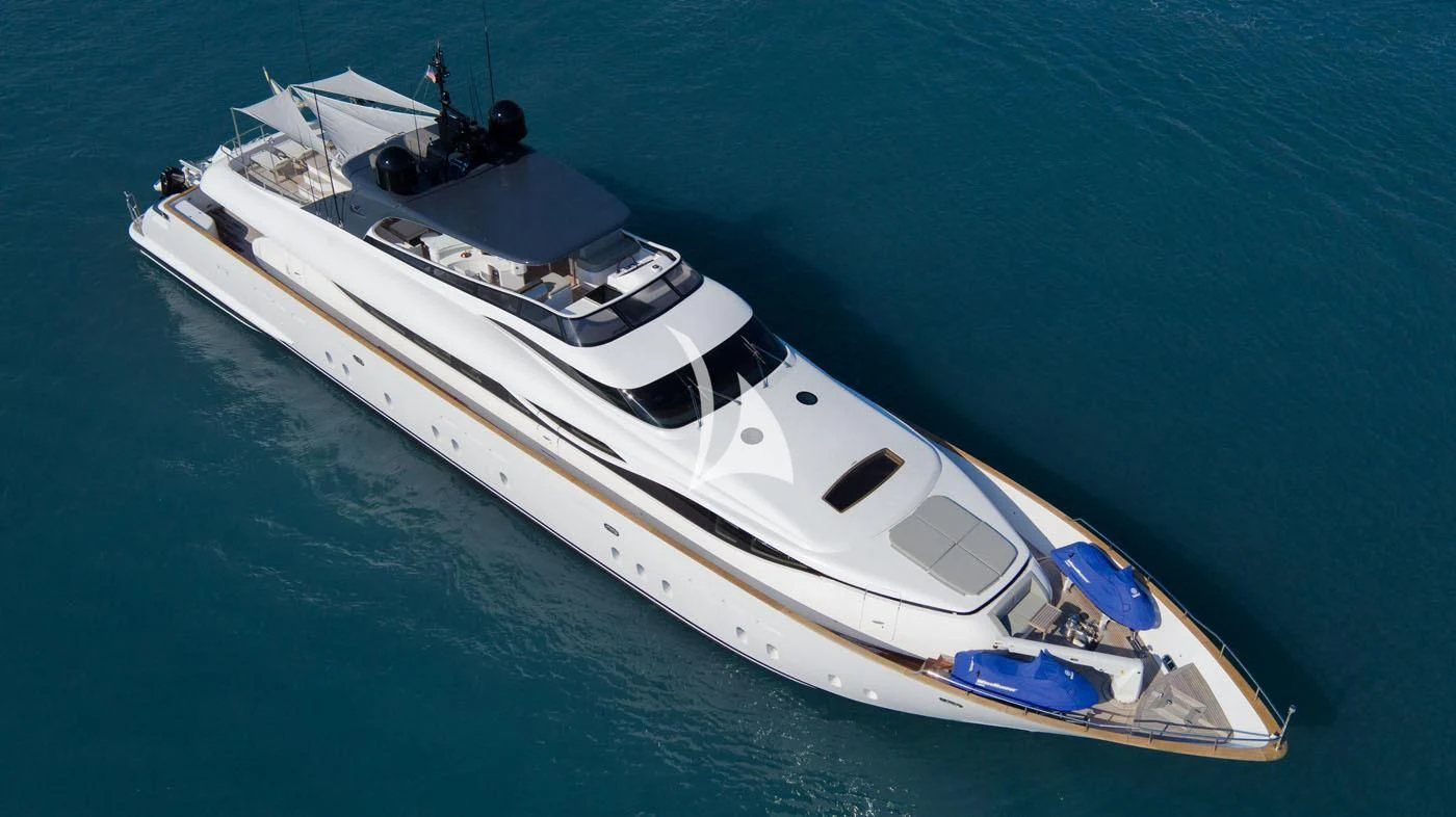 a white boat on the water aboard WHITE KNIGHT Yacht for Sale