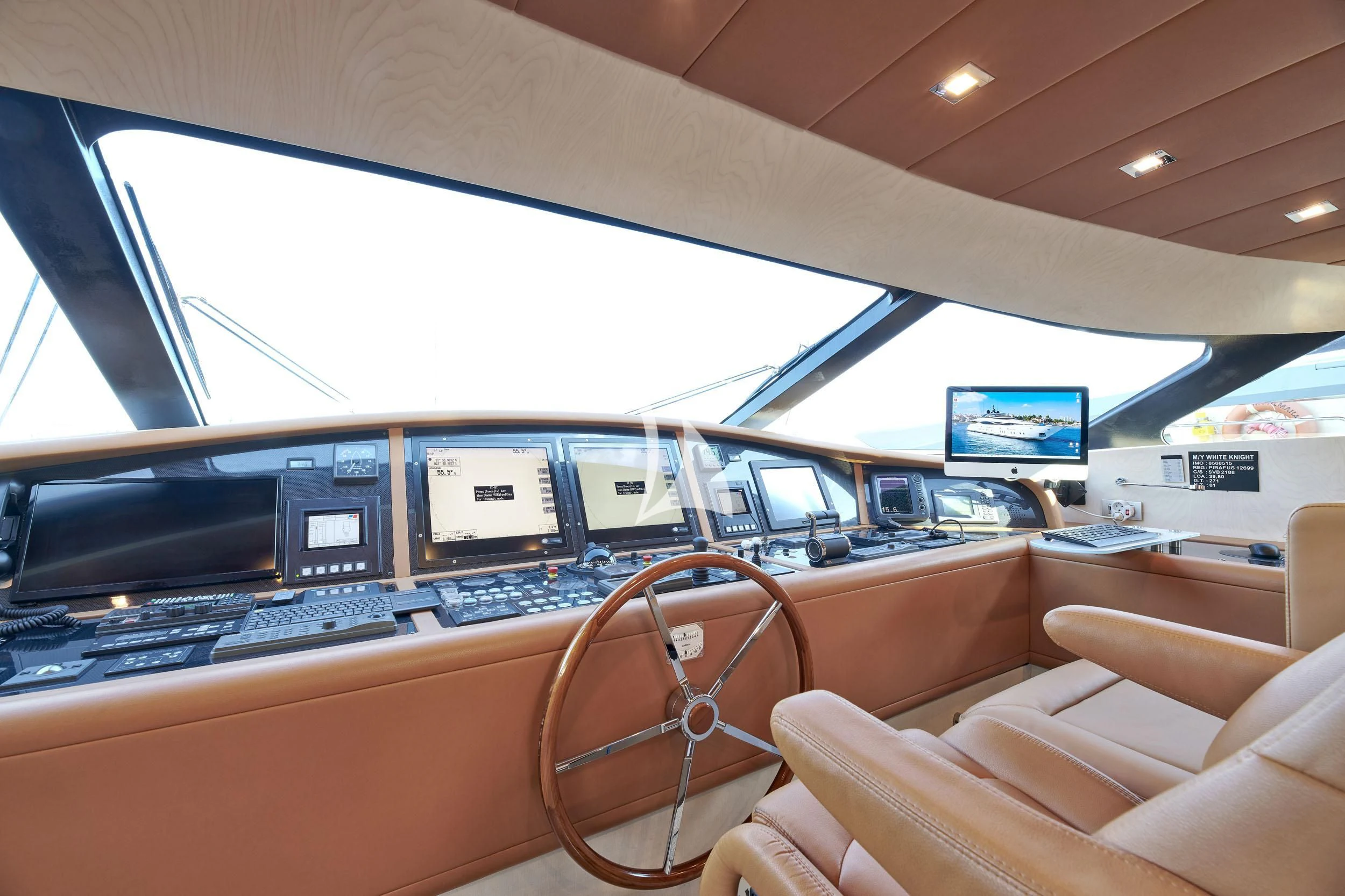 inside of a car aboard WHITE KNIGHT Yacht for Sale