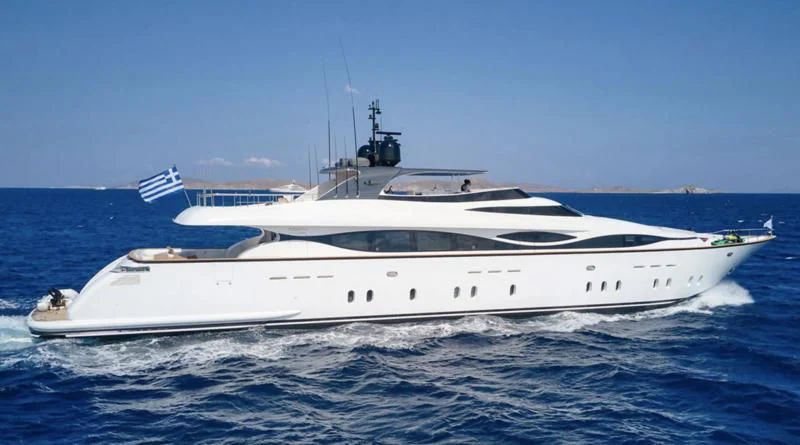 a white yacht in the water aboard WHITE KNIGHT Yacht for Sale