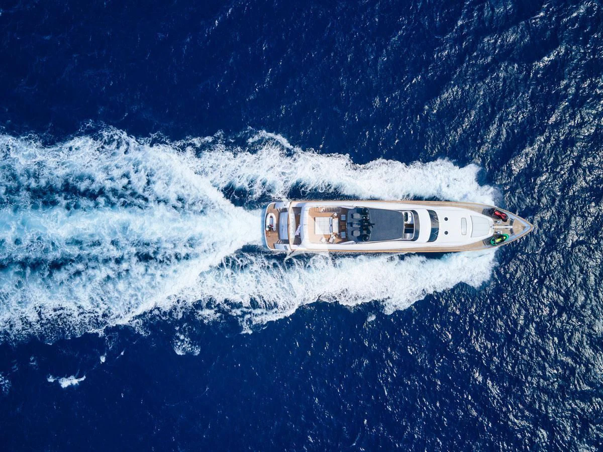 a boat in the water aboard WHITE KNIGHT Yacht for Sale