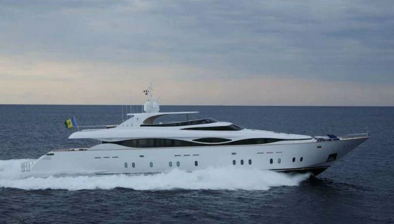 a white yacht in the water aboard WHITE KNIGHT Yacht for Sale