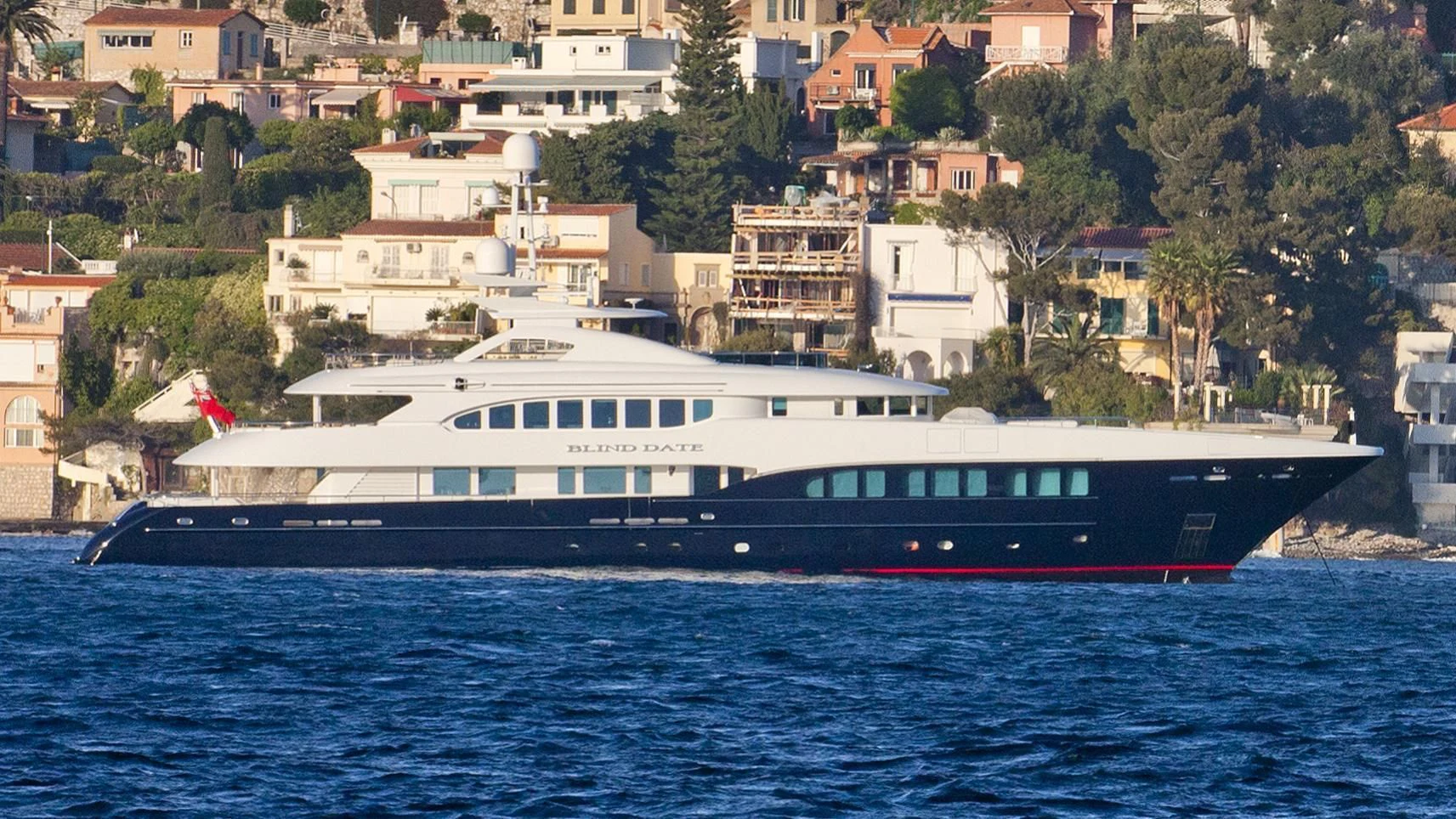 a large boat in the water aboard BLIND DATE Yacht for Sale