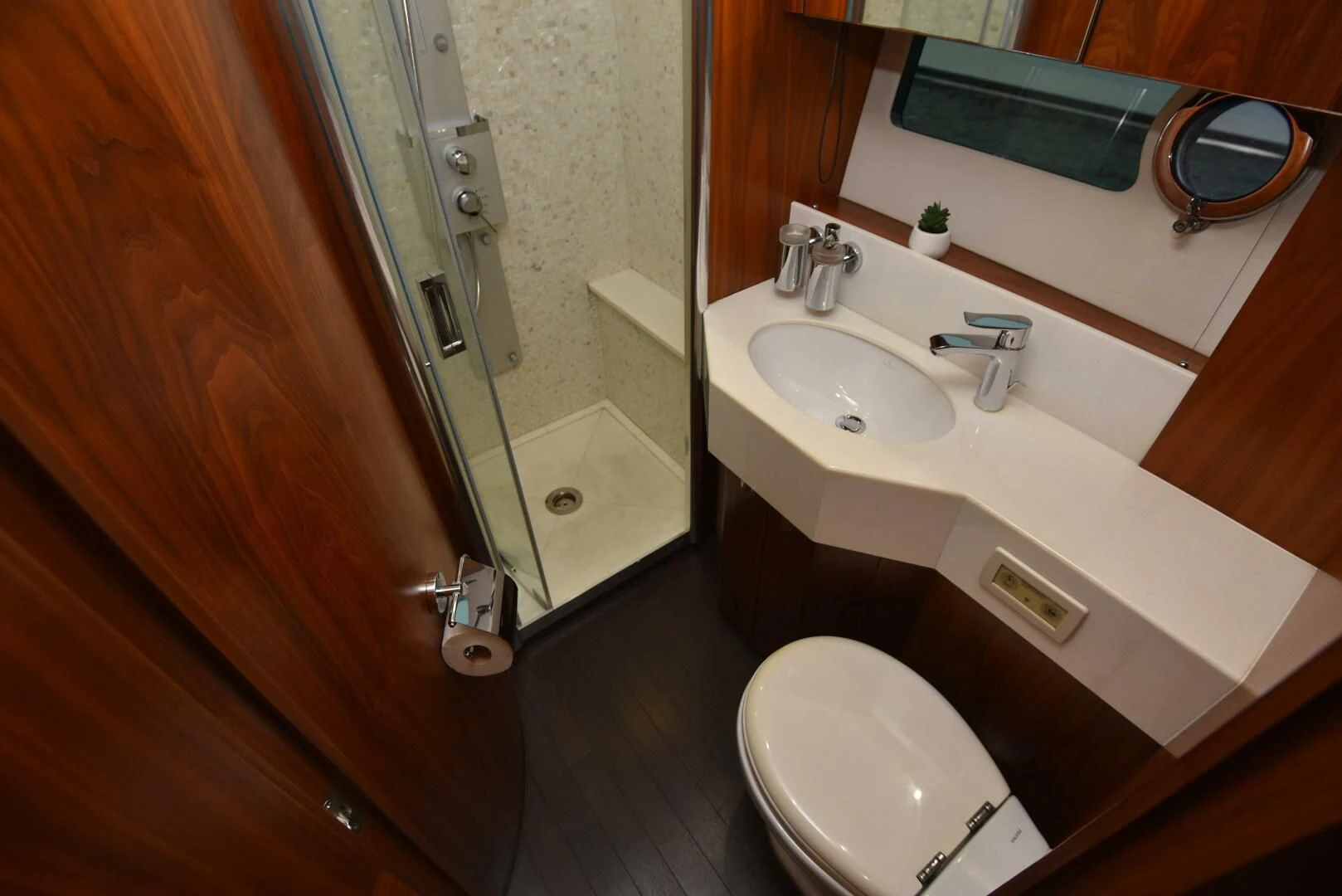 a bathroom with a sink and a toilet aboard SAVI II Yacht for Sale