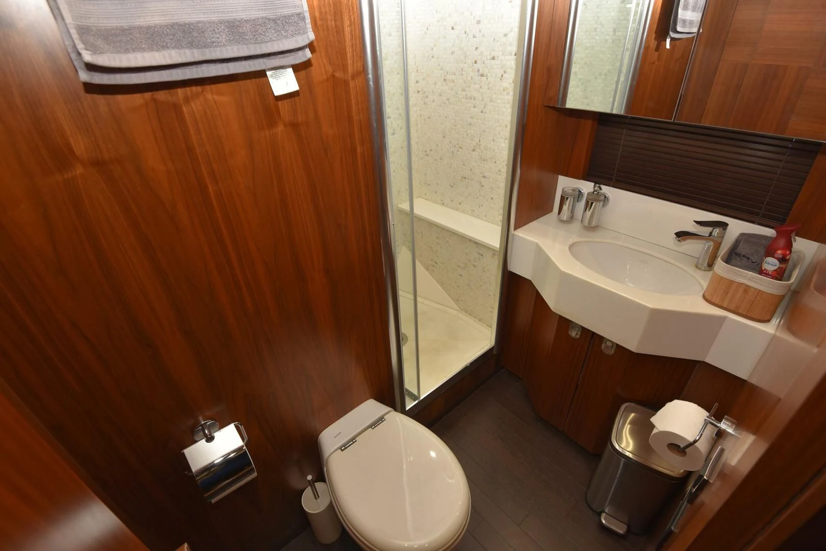 a bathroom with a sink toilet and a bathtub aboard SAVI II Yacht for Sale