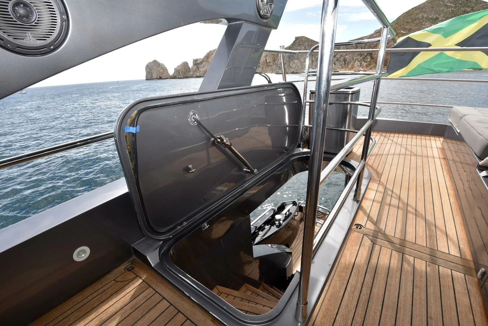 a black suitcase on a boat aboard SAVI II Yacht for Sale