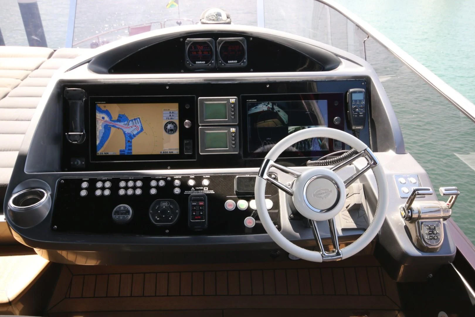 the inside of a car aboard SAVI II Yacht for Sale
