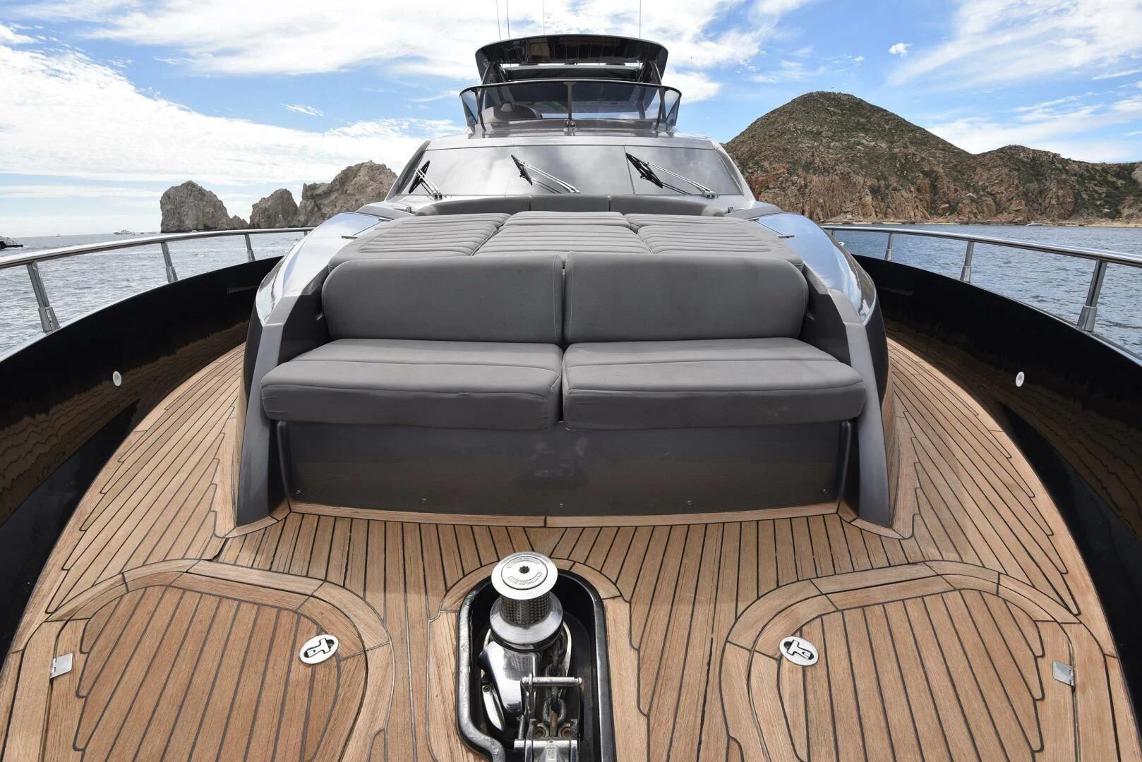 a grey military tank on a boat aboard SAVI II Yacht for Sale