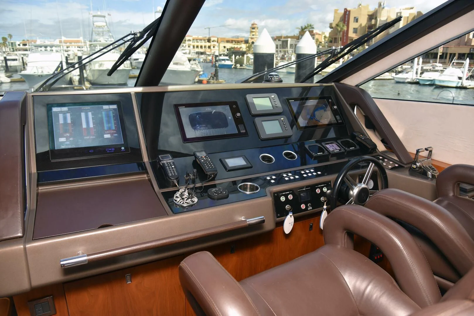 inside of a car aboard SAVI II Yacht for Sale