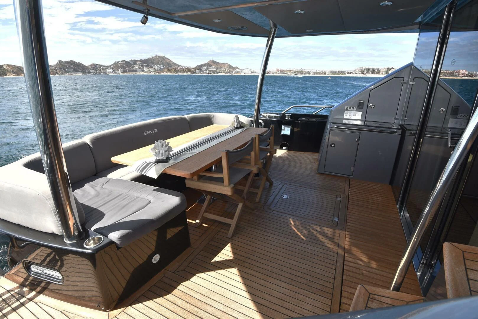a boat on a deck aboard SAVI II Yacht for Sale