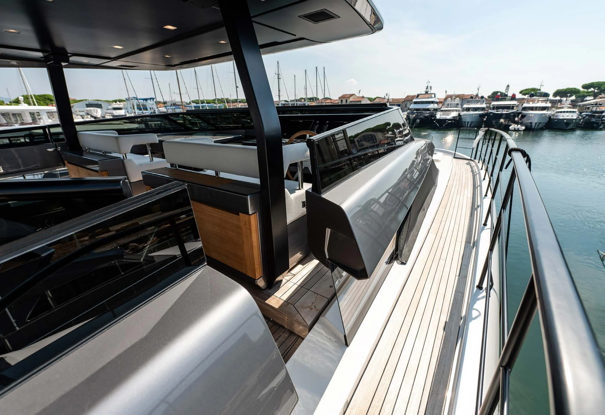 a deck of a boat aboard VISSOTTA Yacht for Sale