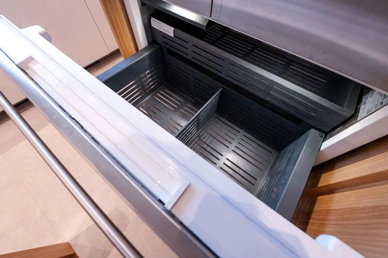 a close-up of a black grill aboard VISSOTTA Yacht for Sale