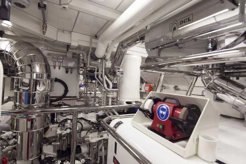a machine with a red and blue logo on it aboard WISP Yacht for Sale