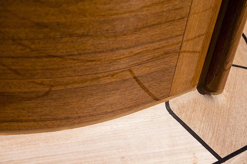 a wooden floor with a black cable aboard WISP Yacht for Sale