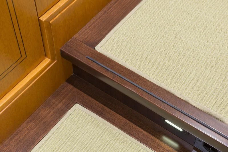 a wooden cabinet with a white floor aboard WISP Yacht for Sale