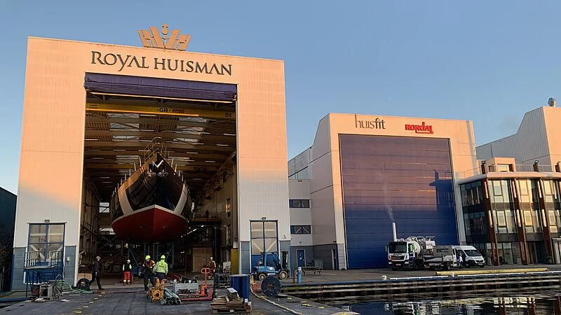 a large machine outside a building aboard WISP Yacht for Sale