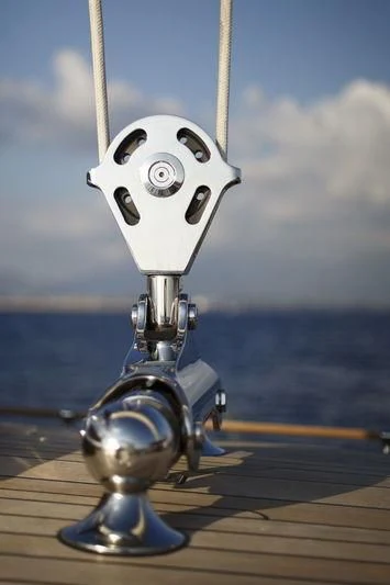 a metal object on a dock aboard WISP Yacht for Sale