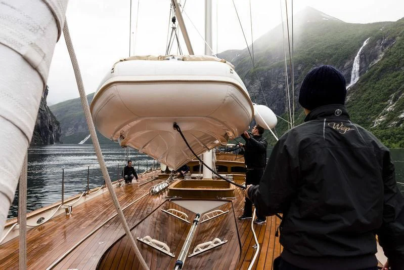 a man on a boat aboard WISP Yacht for Sale