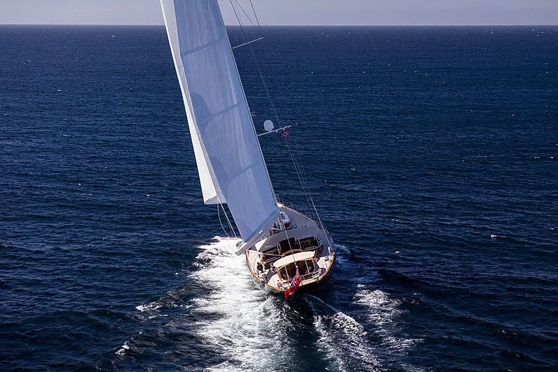 a boat sailing on the sea aboard WISP Yacht for Sale
