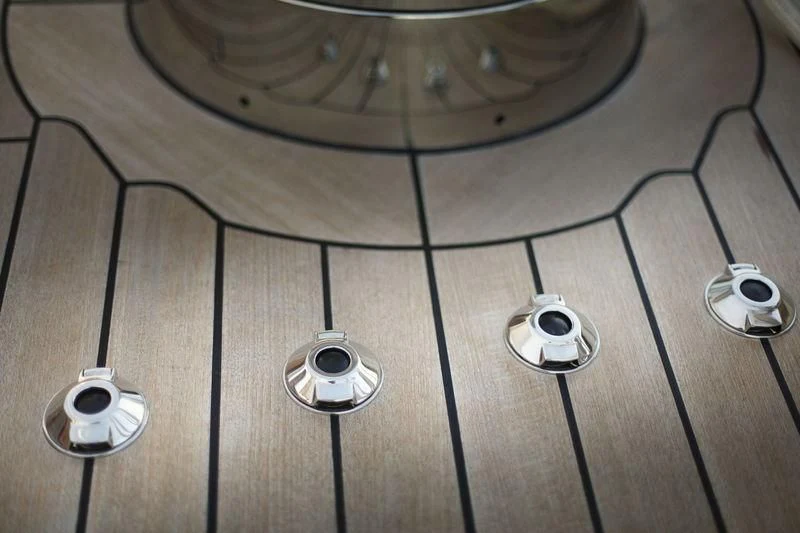 a close-up of a guitar amplifier aboard WISP Yacht for Sale