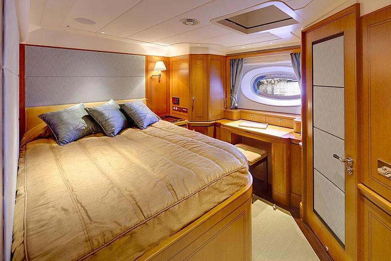 a bed in a room aboard WISP Yacht for Sale