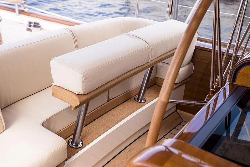 a couch on a boat aboard WISP Yacht for Sale