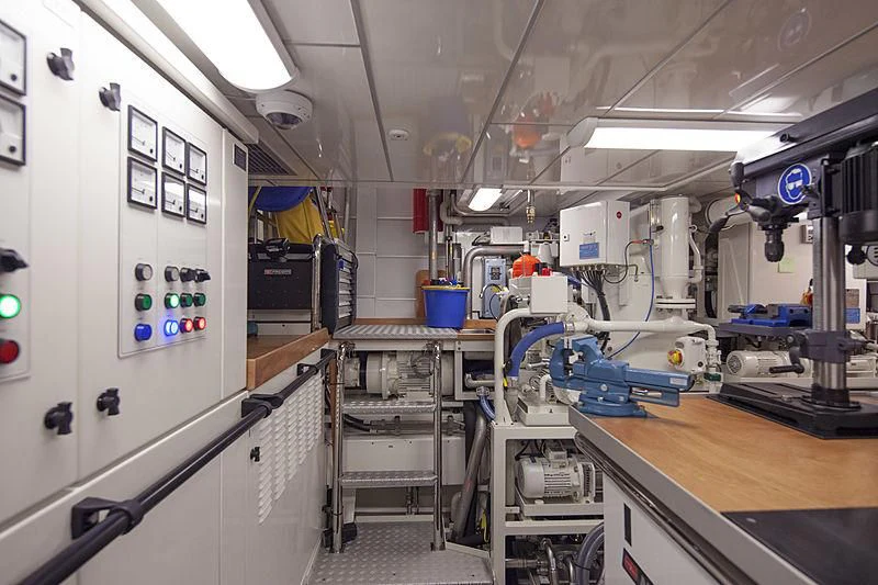 a room with equipment and equipment aboard WISP Yacht for Sale