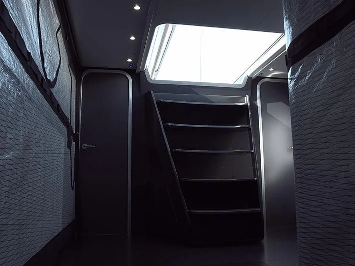 a set of metal stairs aboard BULLITT Yacht for Sale
