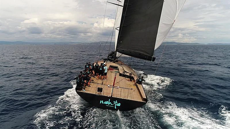 a group of people on a sailboat in the water aboard BULLITT Yacht for Sale