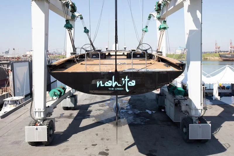 a boat on a trailer aboard BULLITT Yacht for Sale