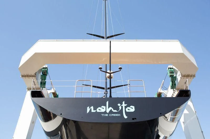 a boat with a canopy aboard BULLITT Yacht for Sale
