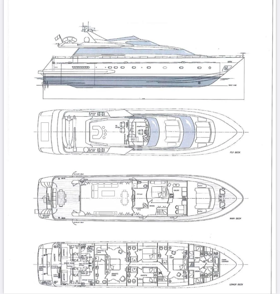 diagram, engineering drawing aboard ILLYA F Yacht for Charter