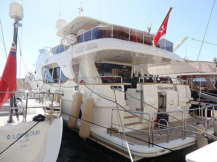 a boat docked at a pier aboard MALANDRINO Yacht for Sale